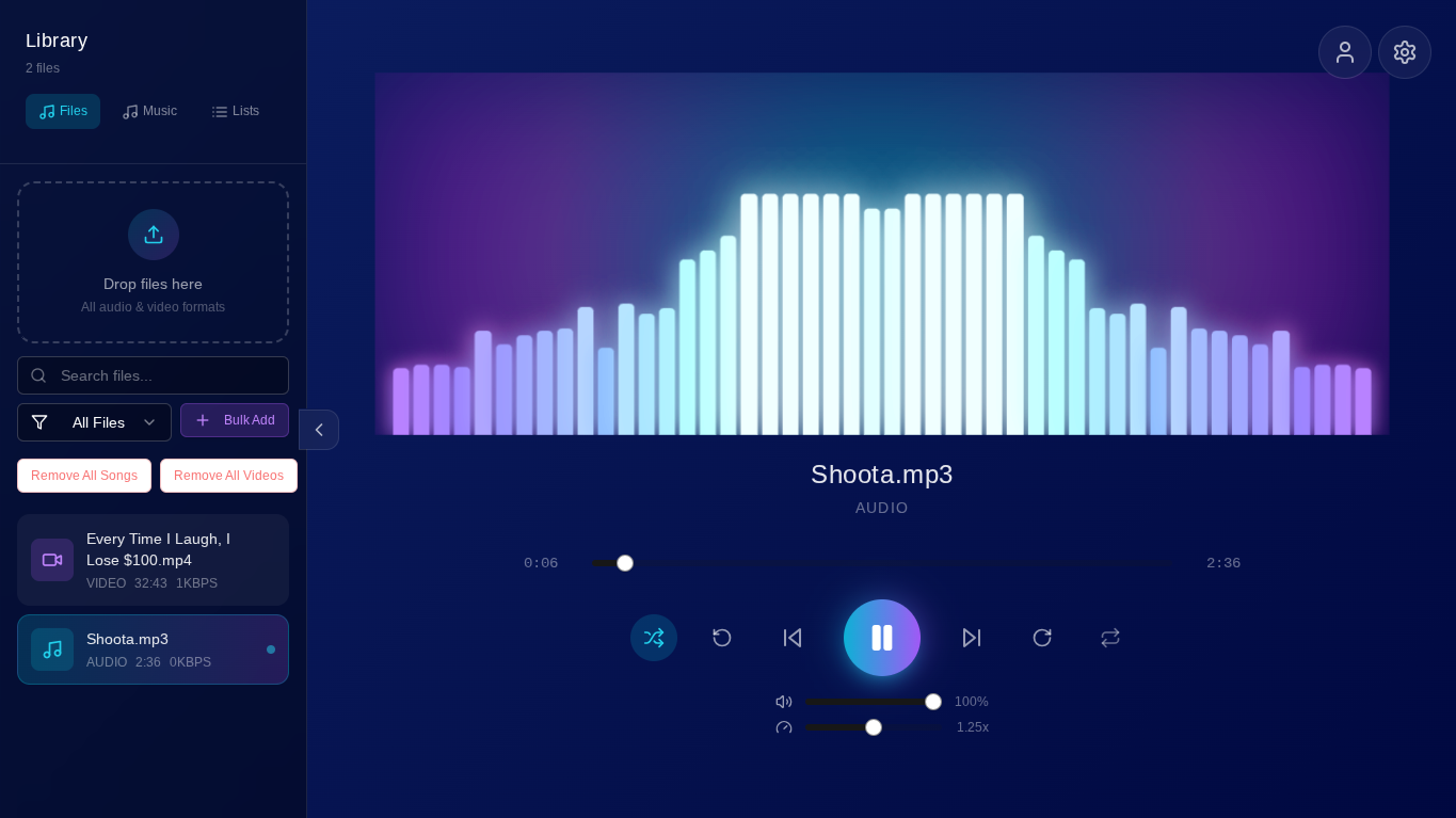 visualiser music player template preview