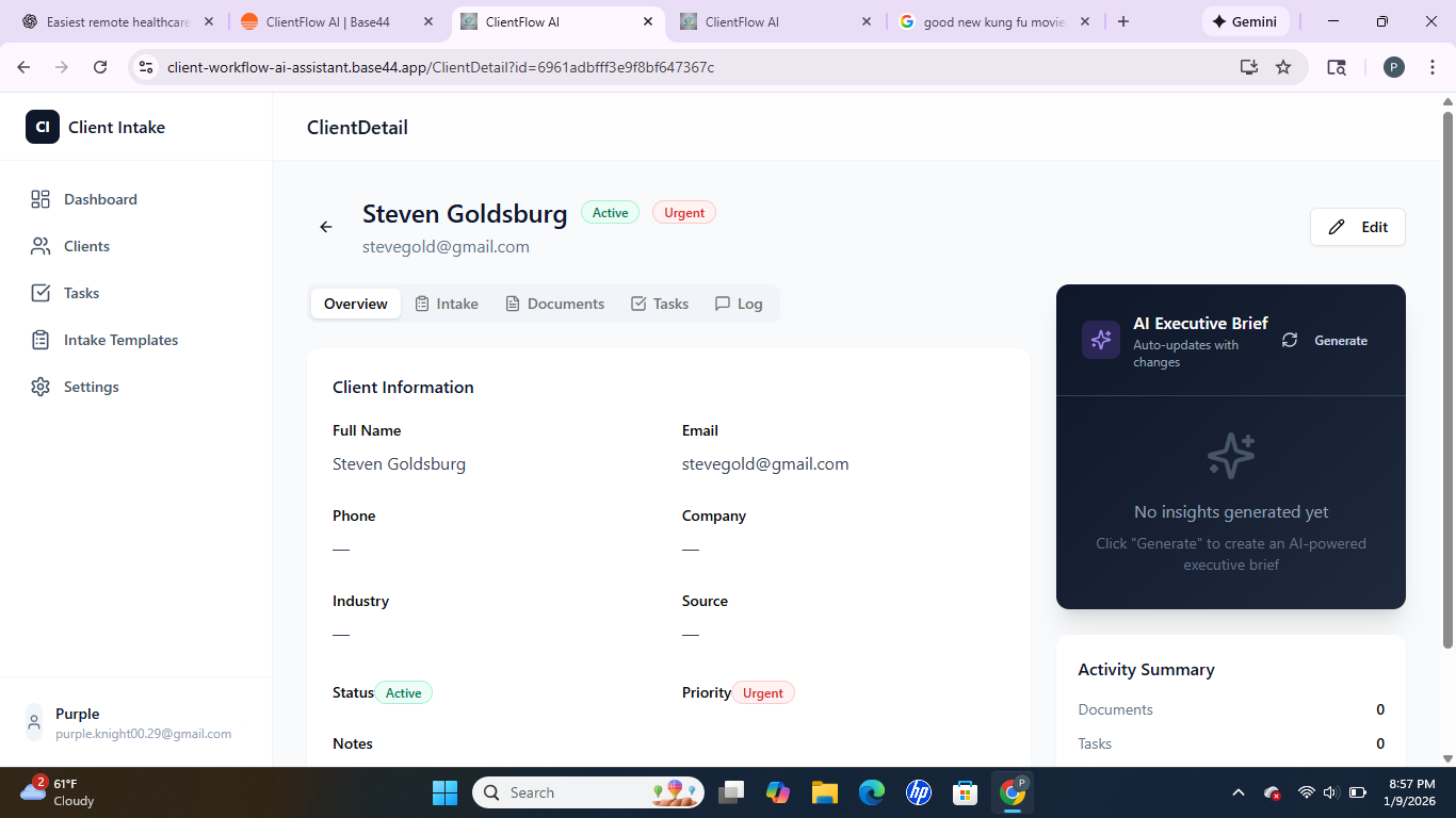 Client Management template preview