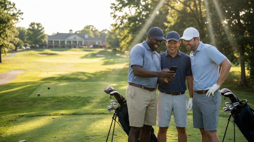 Golfers sharing a round on the course