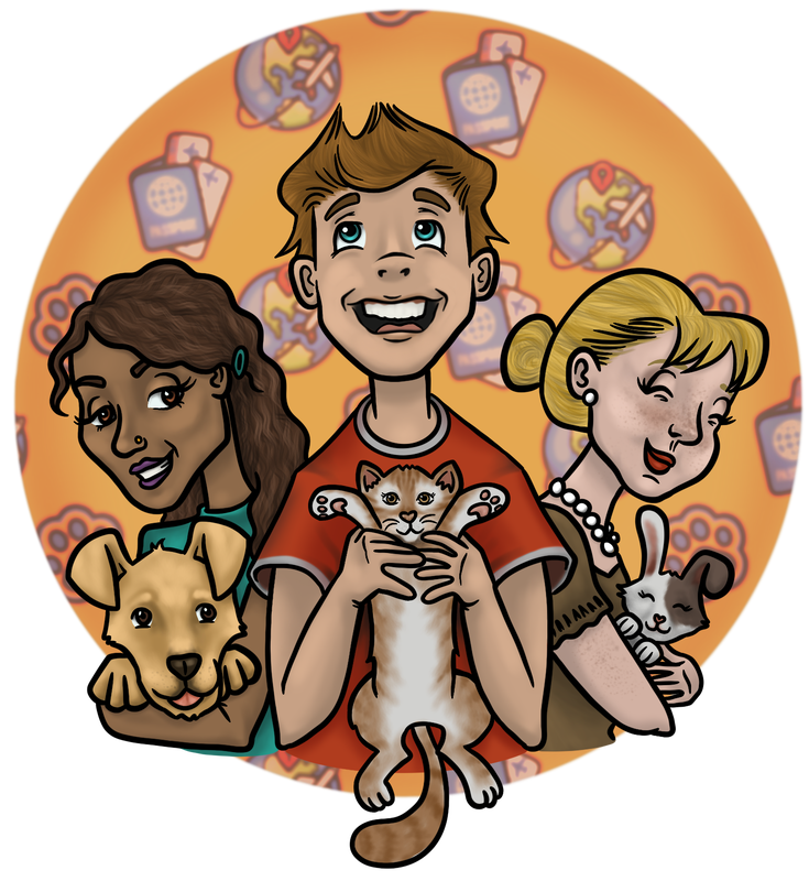Happy pet owners with their pets