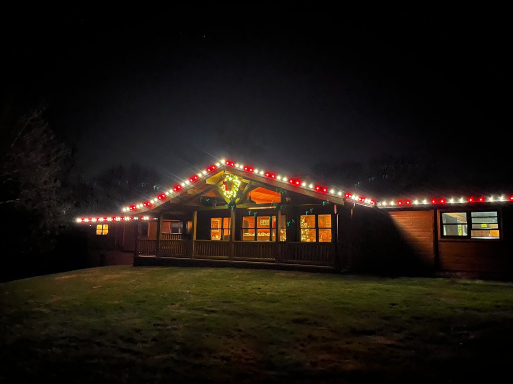 Rustic cabin holiday lights