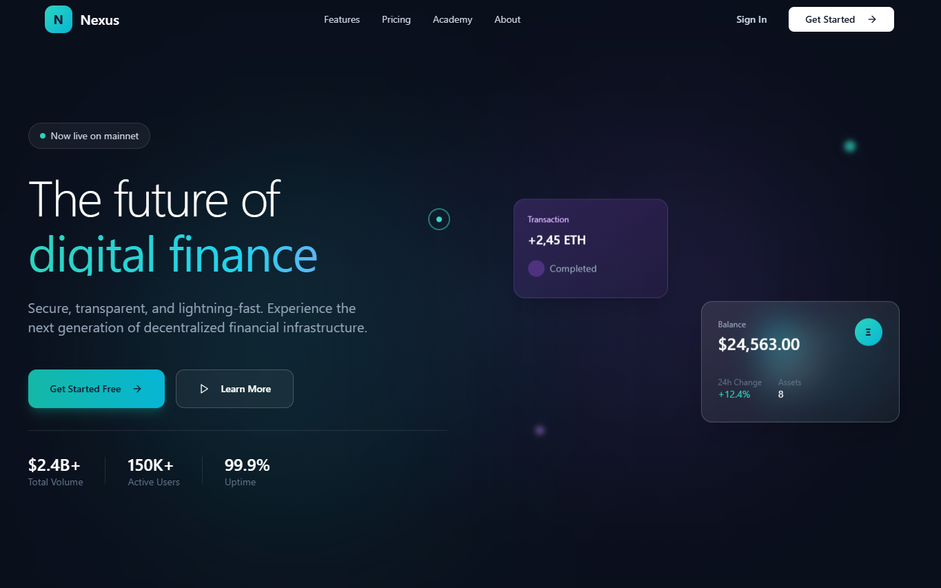 Elite Crypto Command Center template preview