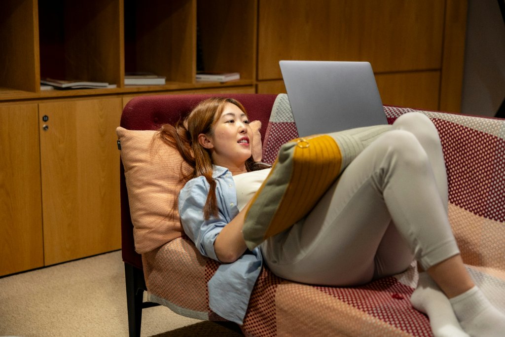 Person reading comfortably