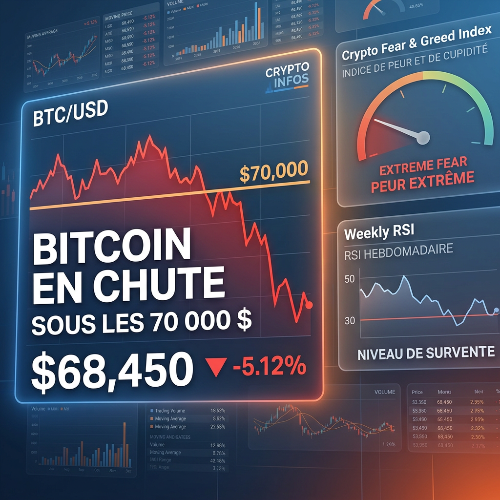 Bitcoin chute sous les 70 000 $ : 32 000 BTC quittent les exchanges et le NFP US plombe les marchés
