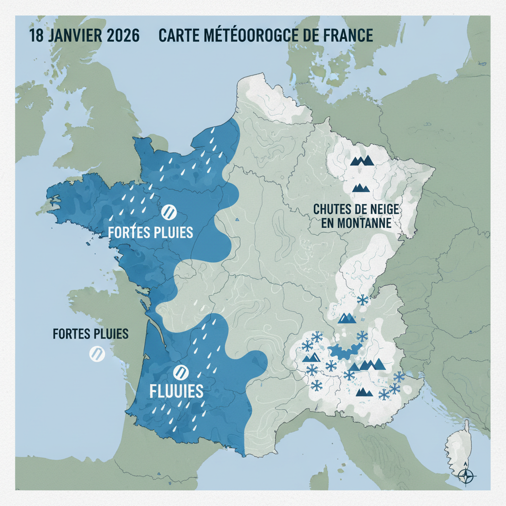 La France en alerte face aux fortes pluies du 18 janvier 2026