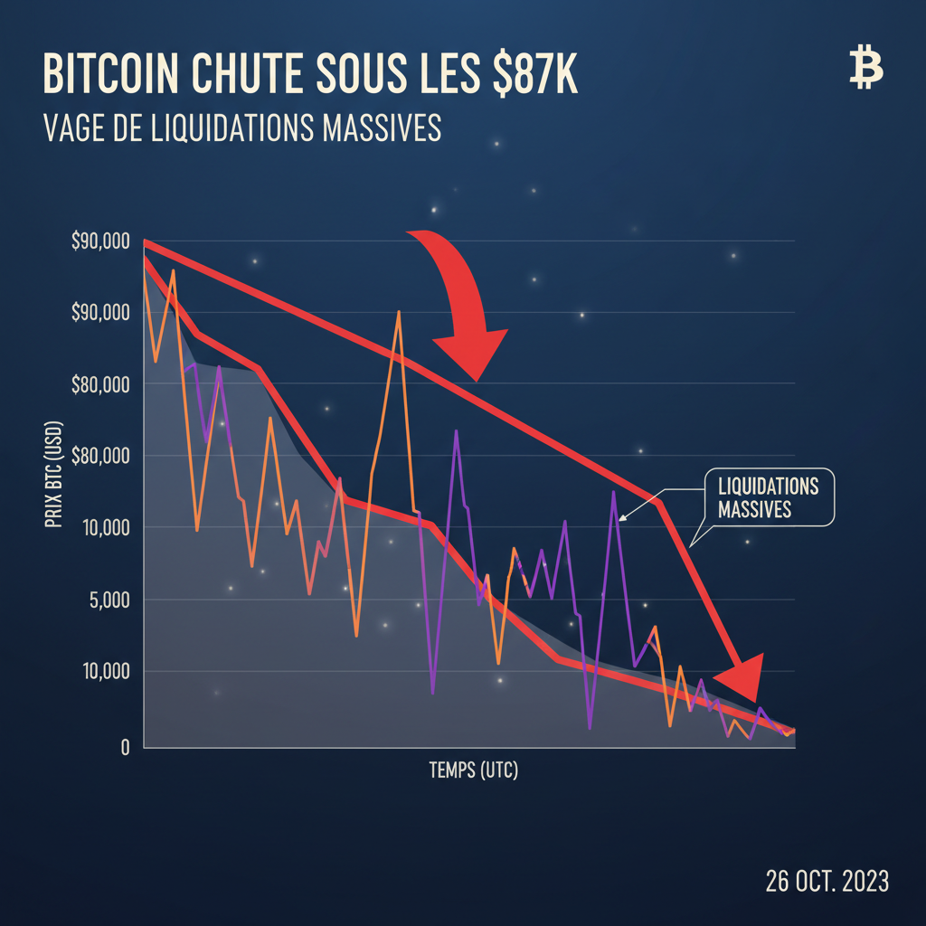 Bitcoin sous pression : Analyse des facteurs influençant sa récente baisse sous les 87 000 dollars