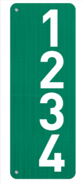 Green reflective address sign