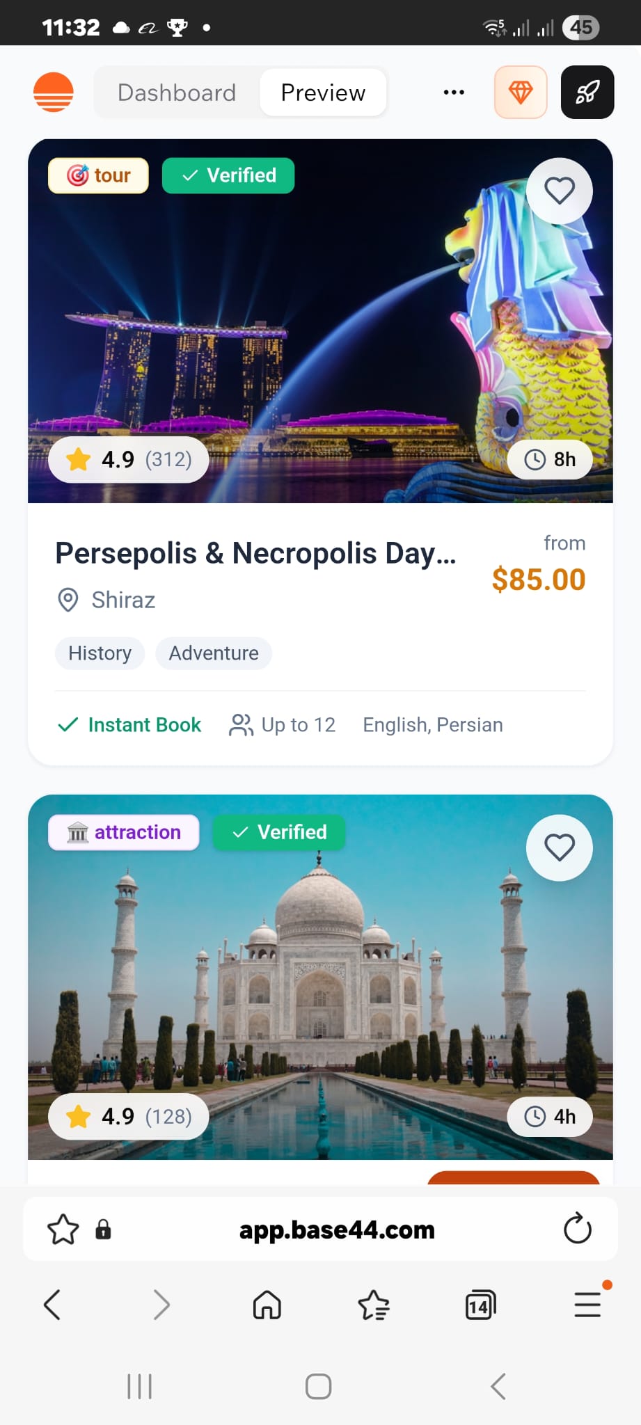 Discover Persia – Smart Tourism Super App (Base44 Template) template preview