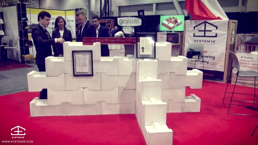 System 3E United States exhibition display demonstrating modular wall system for American builders