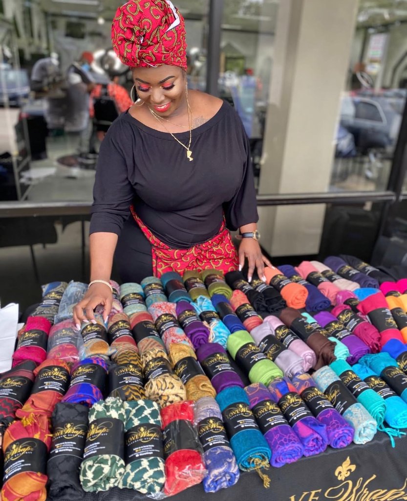 Lovewrapz origins - selling head wraps in front of a barbershop