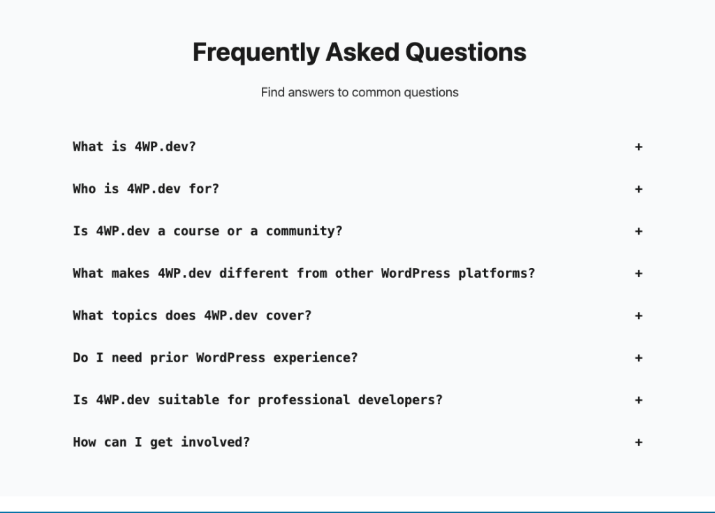 4WP FAQ overview