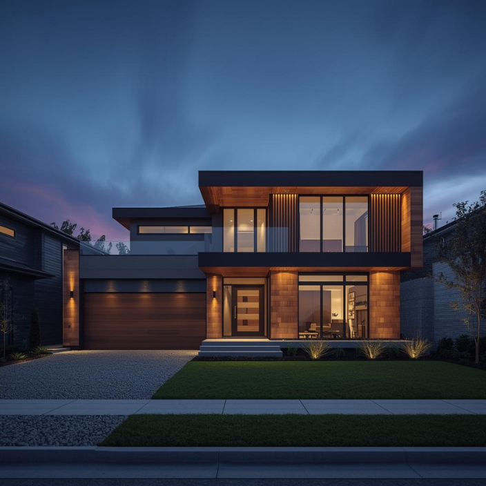 Modern custom home with architectural millwork details