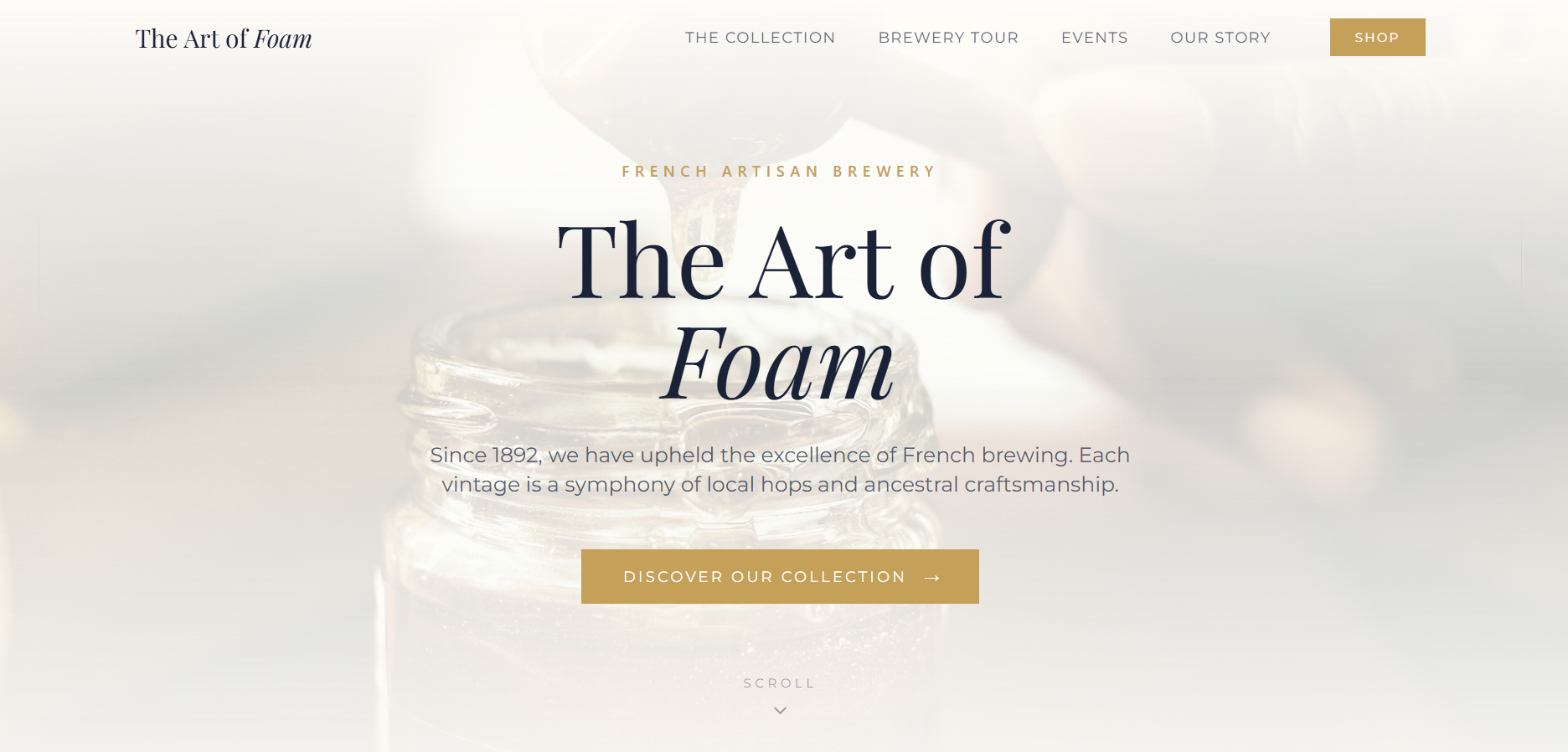 web App for a French brewery Restaurant template preview