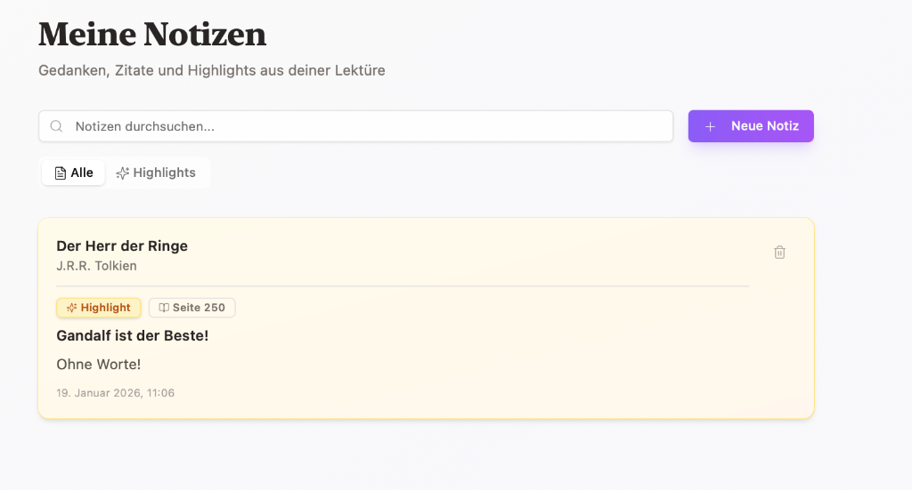 Notizen Screenshot