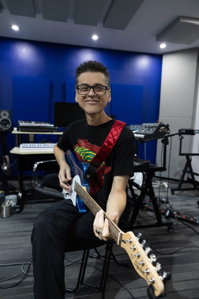 RJ Johnson in the studio