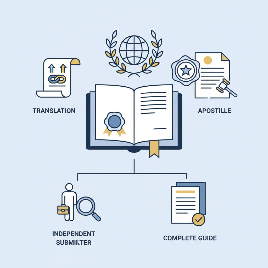 תרגום נוטריוני לרומנית עם אפוסטיל: המדריך השלם למגיש העצמאי. - הדרכה ויזואלית איור הסבר מפורט הממחיש את התהליך של תרגום נוטריוני לרומנית עם אפוסטיל: המדריך השלם למגיש העצמאי. עם דגשים ויזואליים