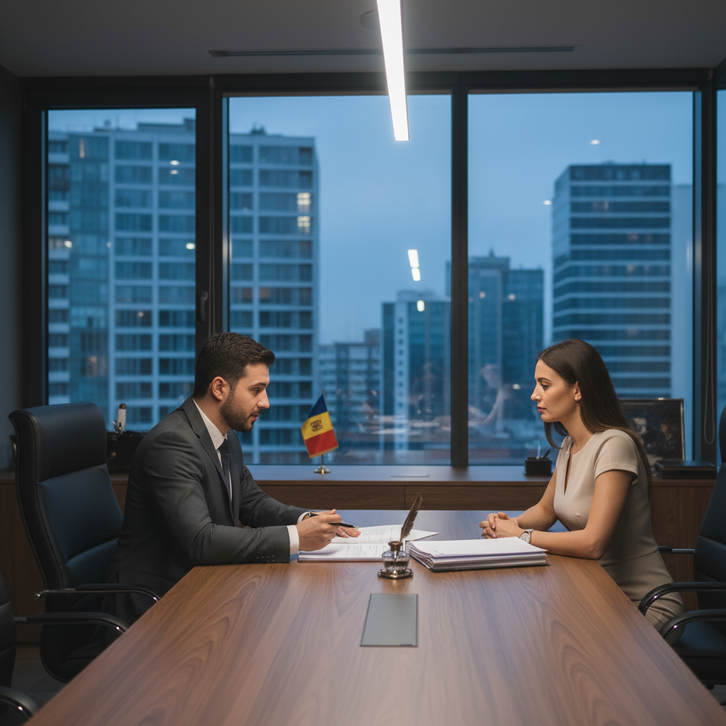 נוטריון דובר רומנית להכנה לראיון ושבועת האמונים בקונסוליה. - תמונת המחשה מקצועית המציגה את נושא המאמר