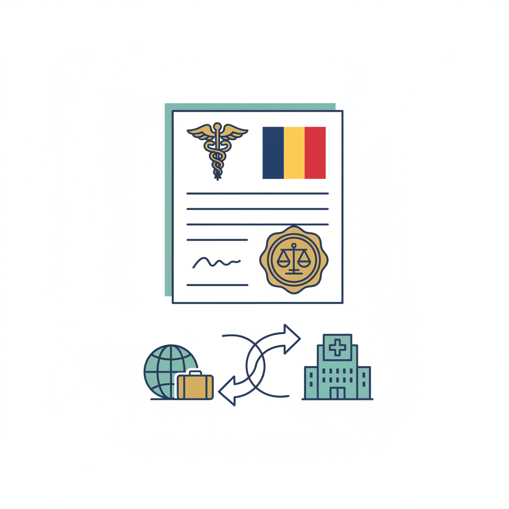 תרגום נוטריוני ברומנית של מסמכים רפואיים לביטוח או לטיפול בחו איור הסבר מפורט הממחיש את התהליך של תרגום נוטריוני ברומנית של מסמכים רפואיים לביטוח או לטיפול בחו