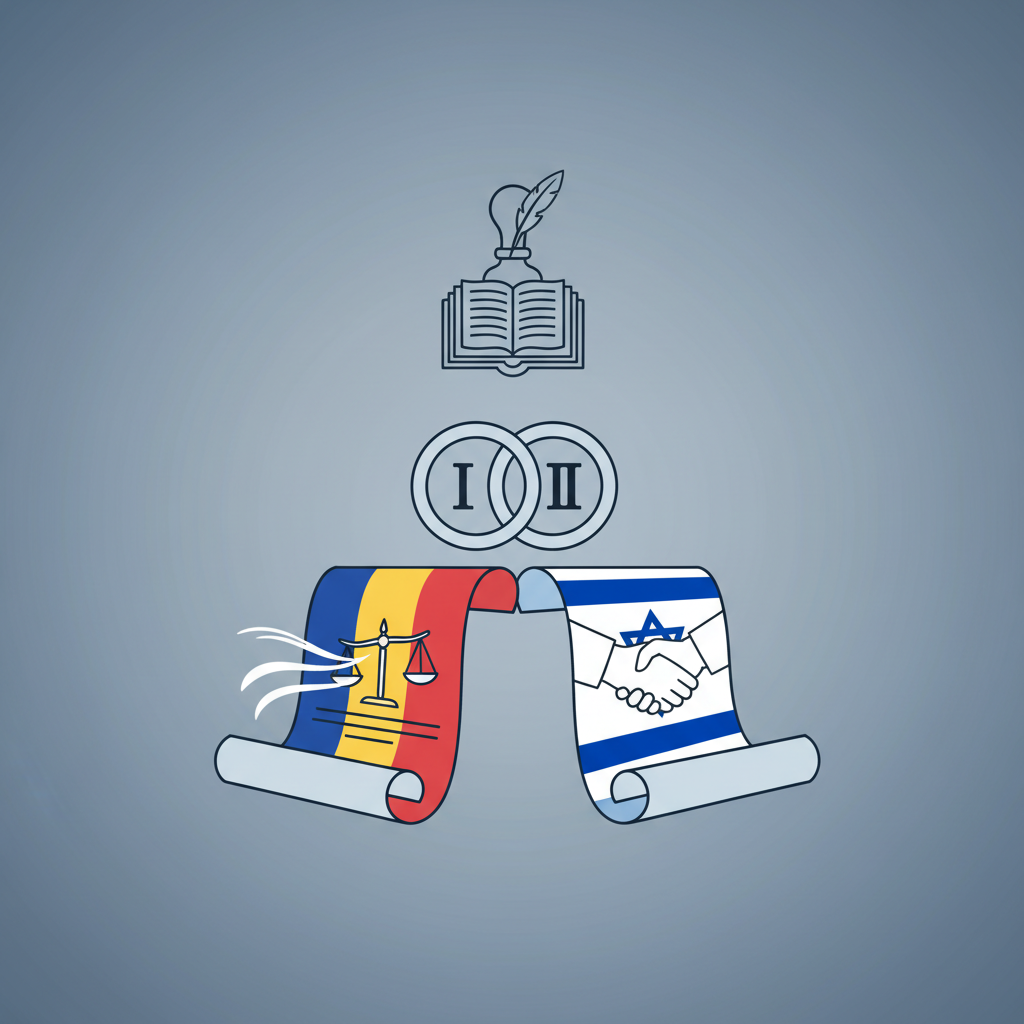 נוטריון דובר רומנית לזוגות מעורבים: הסכמי ממון ונישואין בשתי השפות. - הדרכה ויזואלית איור הסבר מפורט הממחיש את התהליך של נוטריון דובר רומנית לזוגות מעורבים: הסכמי ממון ונישואין בשתי השפות. עם דגשים ויזואליים