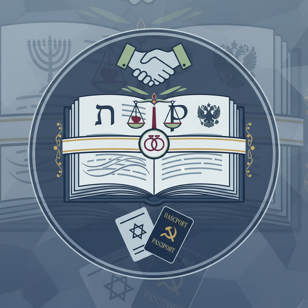 הסכם ממון נוטריוני דו-לשוני (עברית-רוסית) לזוגות מעורבים - הדרכה ויזואלית איור הסבר מפורט הממחיש את התהליך של הסכם ממון נוטריוני דו-לשוני (עברית-רוסית) לזוגות מעורבים עם דגשים ויזואליים