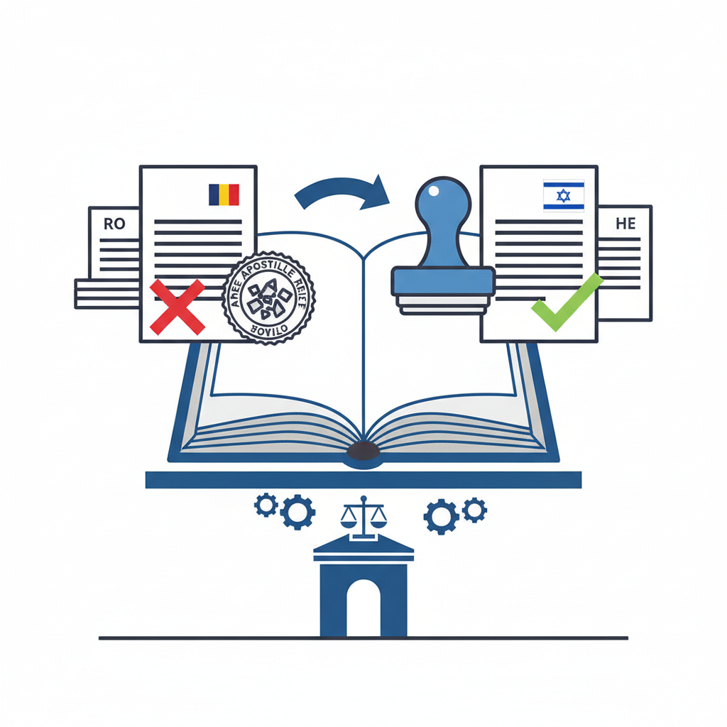 המדריך להגשה למשרד הפנים: תרגום מסמכים מרומנית לעברית – כולל תרגום האפוסטיל. (מאמר מבוא מקיף שמסביר את הכלל הבסיסי: אין הגשה ללא תרגום מלא של כל החותמות). - הדרכה ויזואלית איור הסבר מפורט הממחיש את התהליך של המדריך להגשה למשרד הפנים: תרגום מסמכים מרומנית לעברית – כולל תרגום האפוסטיל. (מאמר מבוא מקיף שמסביר את הכלל הבסיסי: אין הגשה ללא תרגום מלא של כל החותמות). עם דגשים ויזואליים