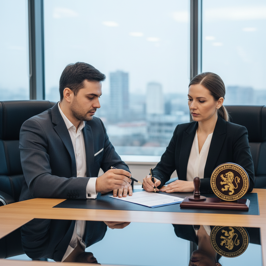 נוטריון רומני לאימות חתימה על הצהרת ויתור אזרחות או זכויות. - תמונת המחשה מקצועית המציגה את נושא המאמר