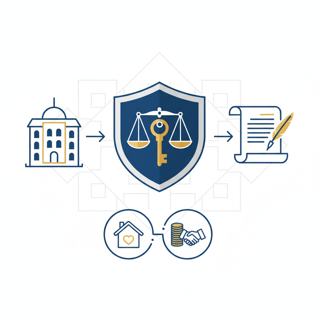 נוטריון רומני לליווי עסקאות נדל איור הסבר מפורט הממחיש את התהליך של נוטריון רומני לליווי עסקאות נדל