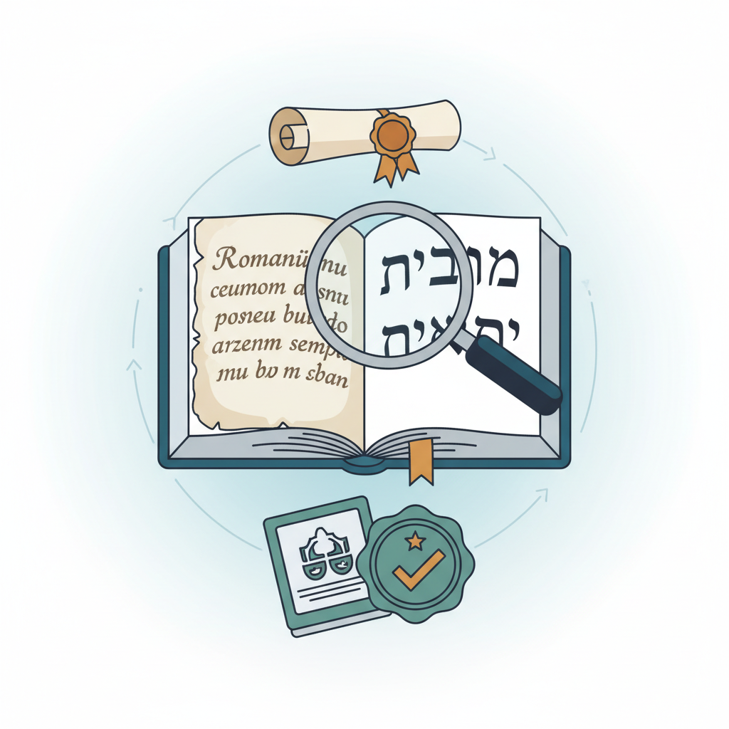 אימות מסמכים ליהדות/עלייה: תרגום תעודות היסטוריות מרומנית לעברית עפ איור הסבר מפורט הממחיש את התהליך של אימות מסמכים ליהדות/עלייה: תרגום תעודות היסטוריות מרומנית לעברית עפ