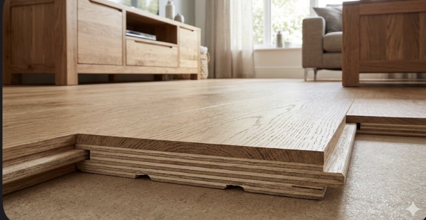Wide plank engineered oak flooring over underfloor heating