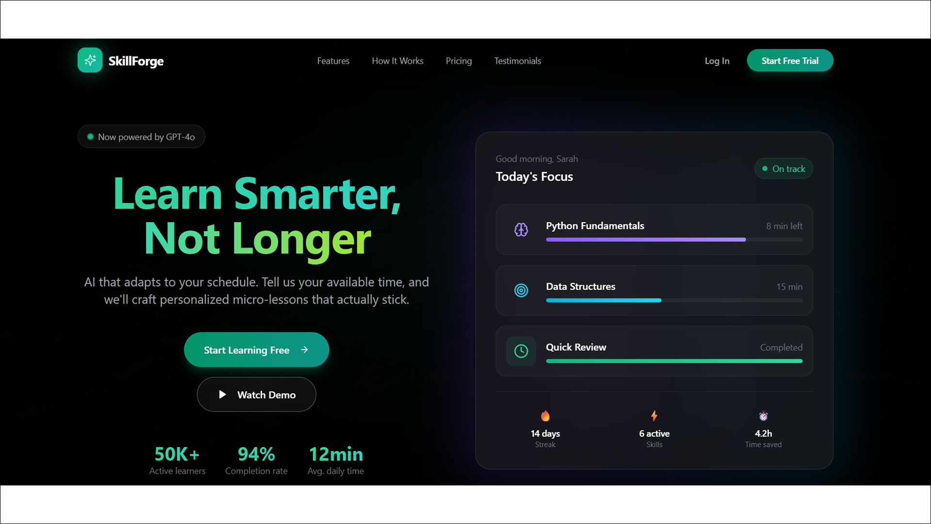 SkillForge - AI Learning Platform – Skill Training e Microlearning template preview