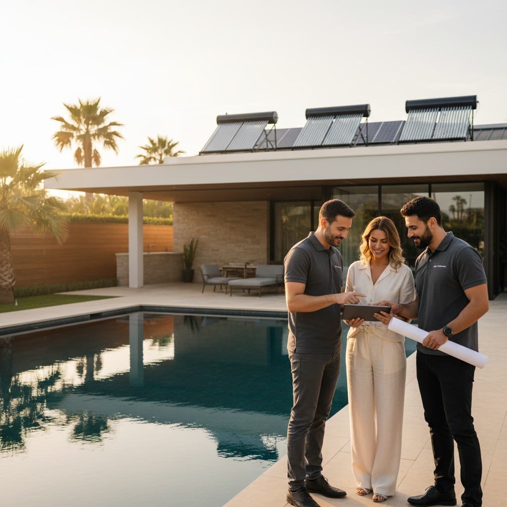 Equipe técnica profissional da Solar e Piscinas em atendimento personalizado