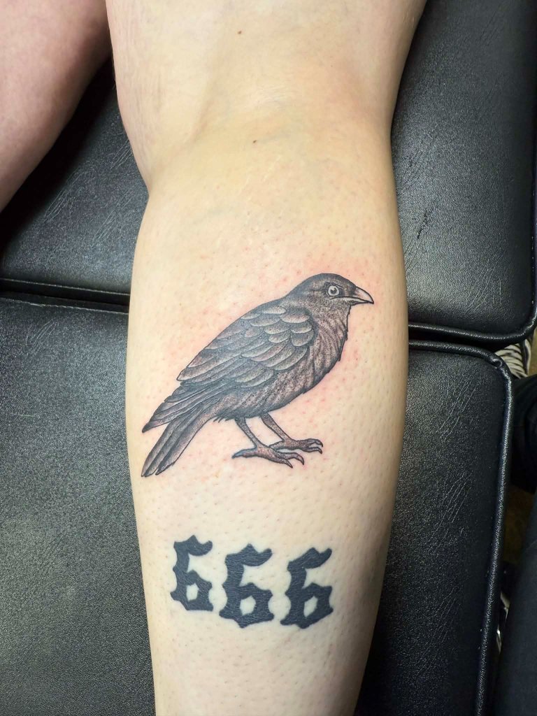 Crow with 666