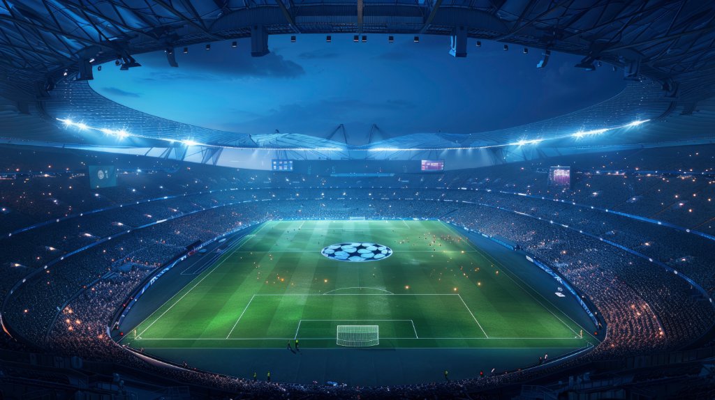 Vue d'un stade de football illuminé - Champions League VIP