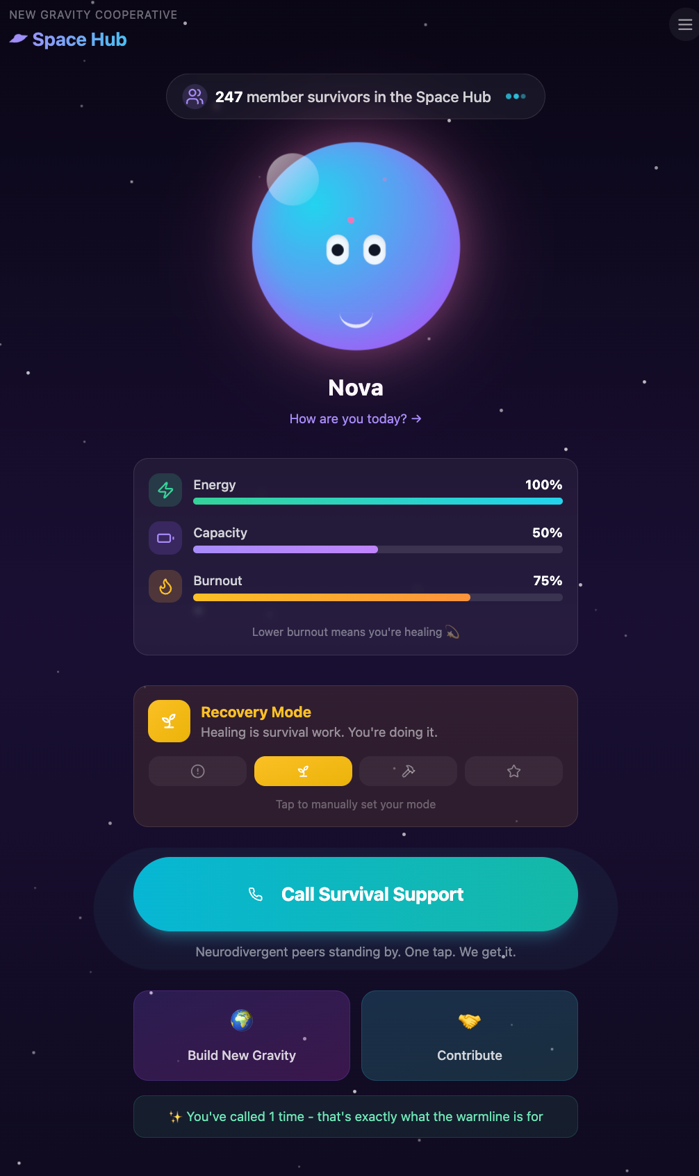 NEW GRAVITY Survival Support template preview