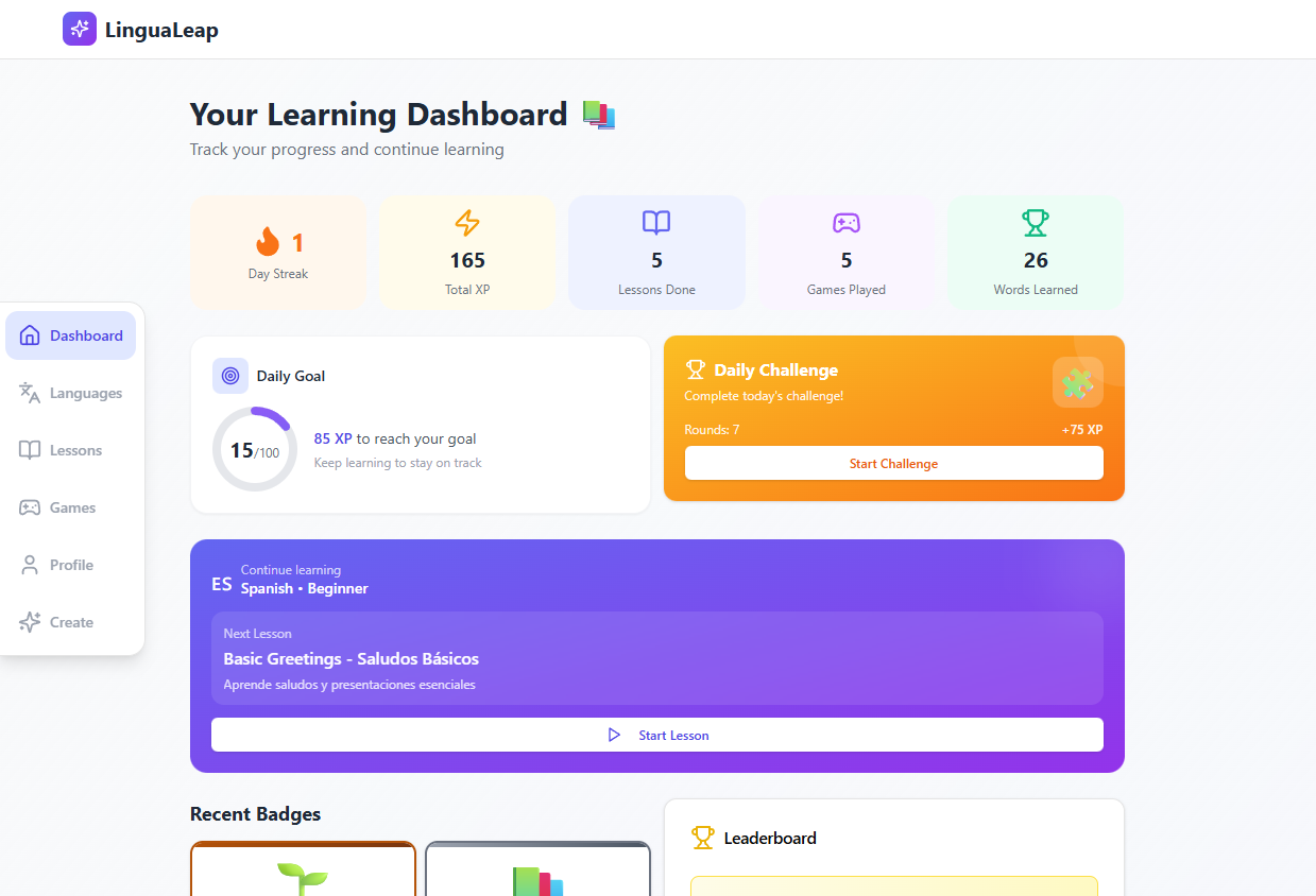 Language Learning App Template (Mobile + Web) template preview