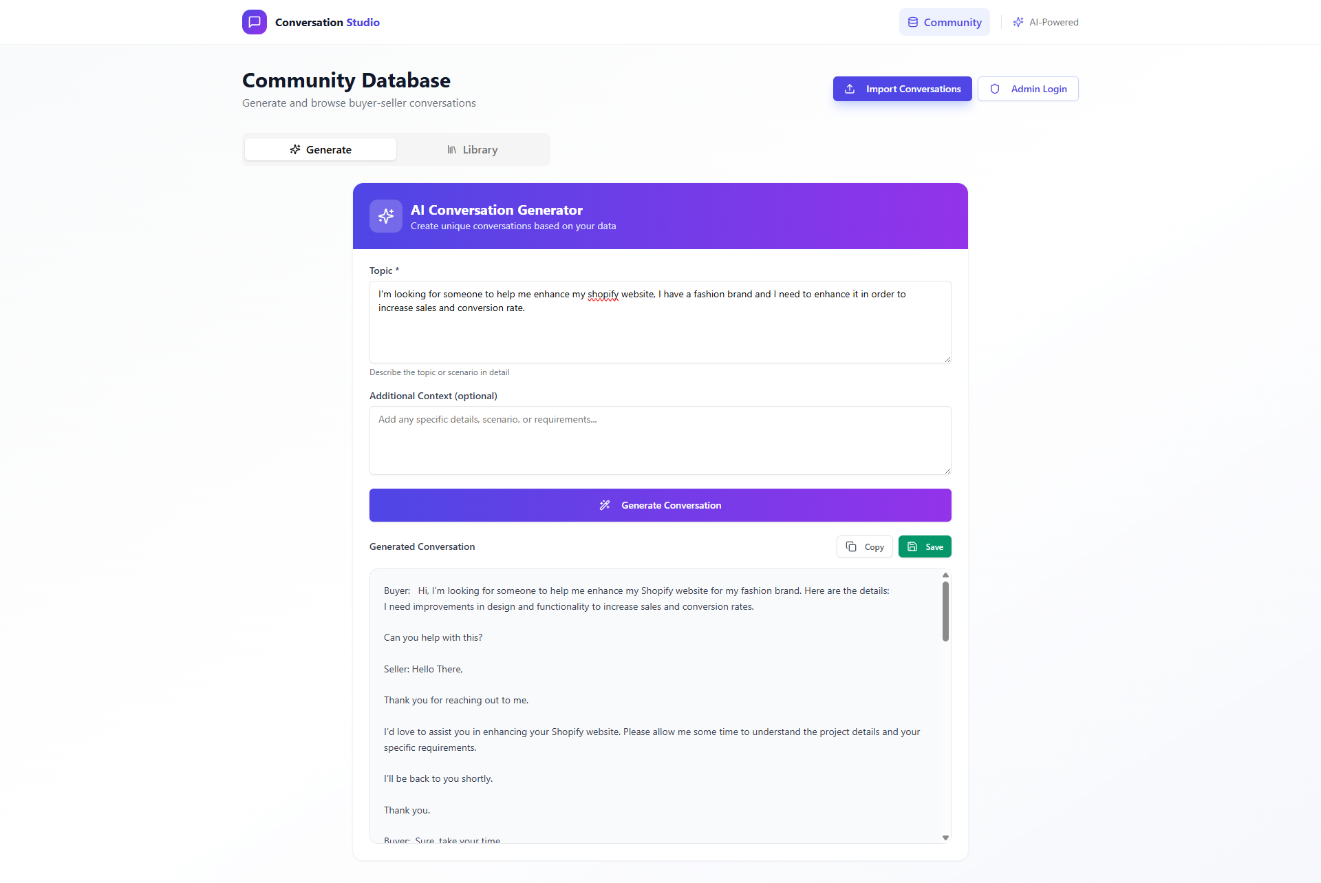 Conversation Studio template preview