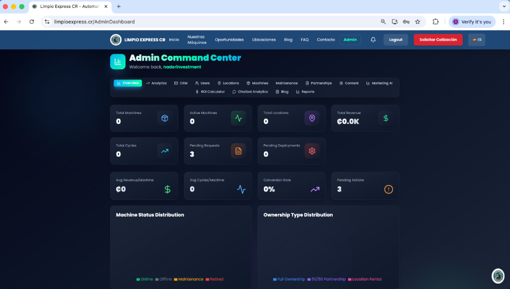 Admin Command Center Dashboard