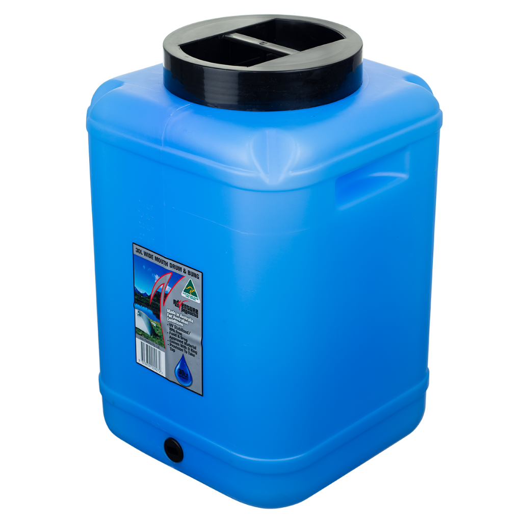 AdVenture Products 30L Blue Tint Wide Mouth Water Storage Drum With Bung