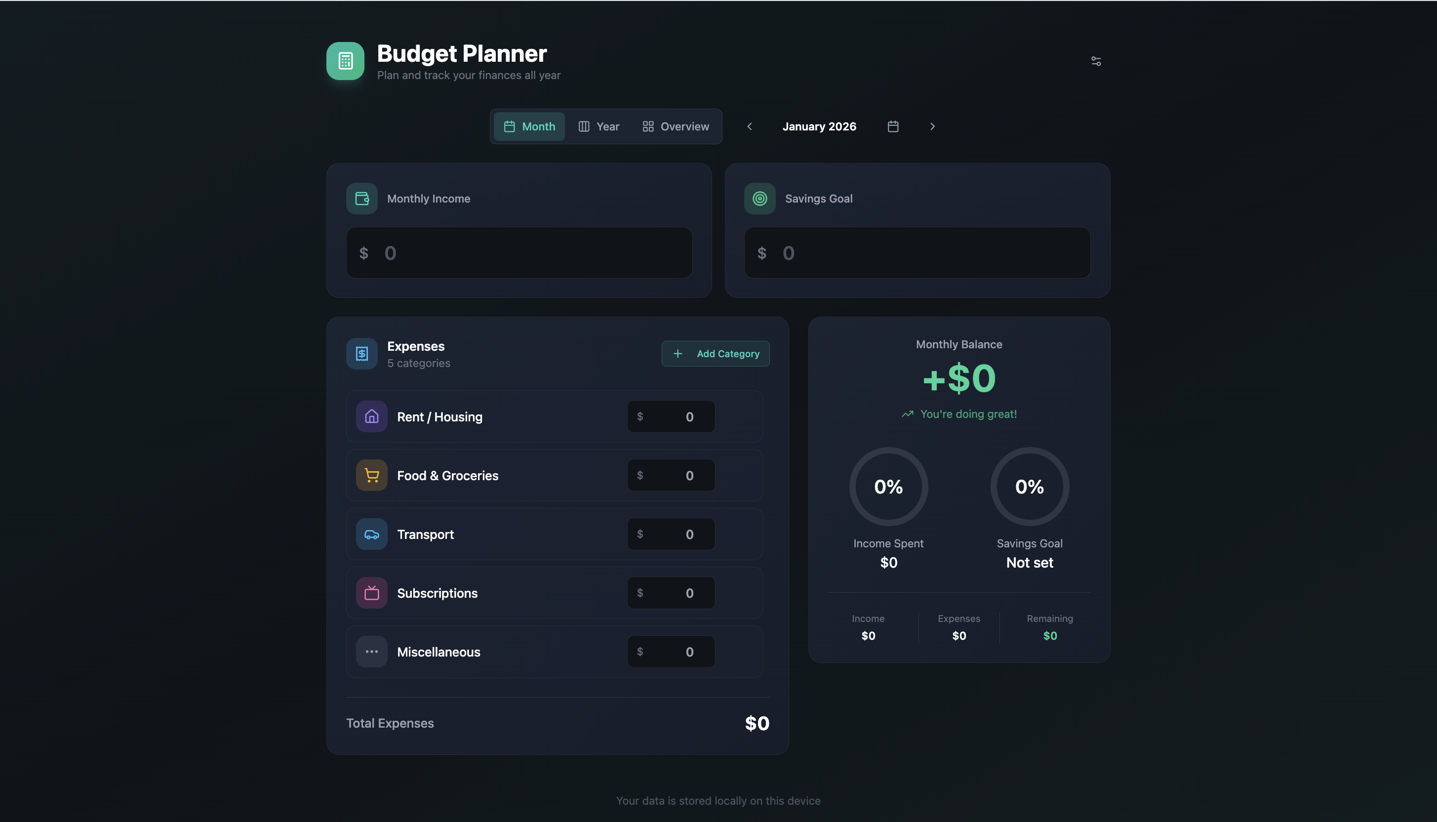 Calm Budjet Planner template preview