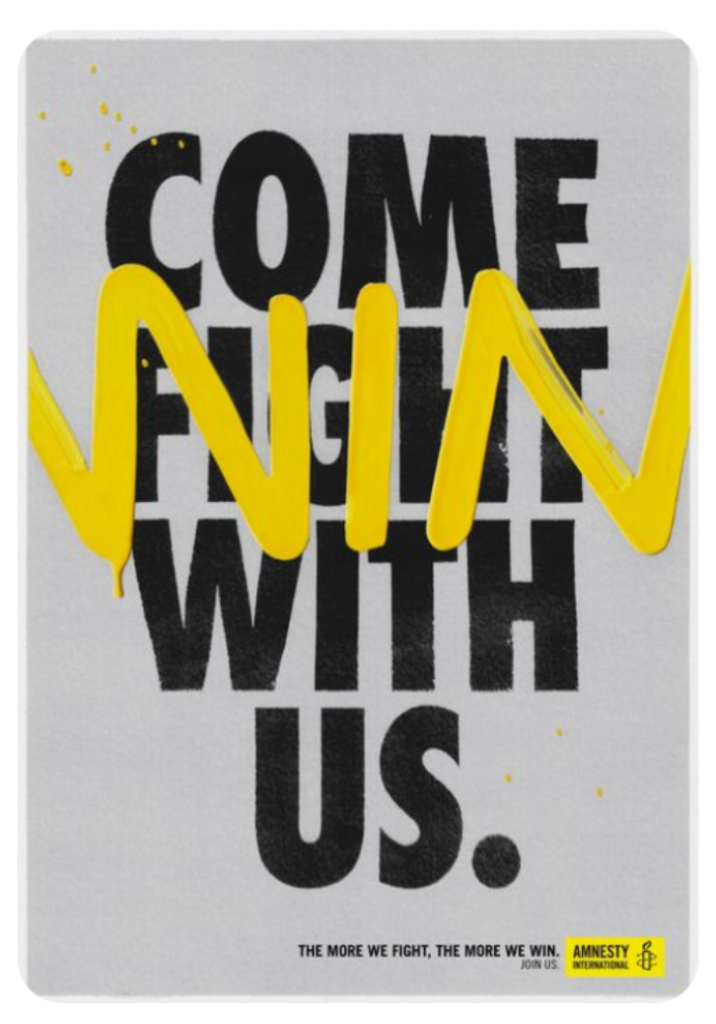 Visual reference: Amnesty International — Come Fight With Us poster