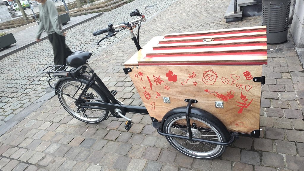 Circus bike with student drawings - view 1