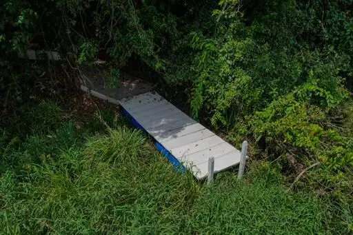 Aerial view of floating bridge infrastructure
