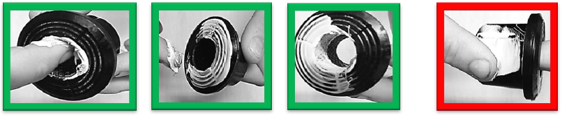 Correct and incorrect greasing examples for shackle bushings