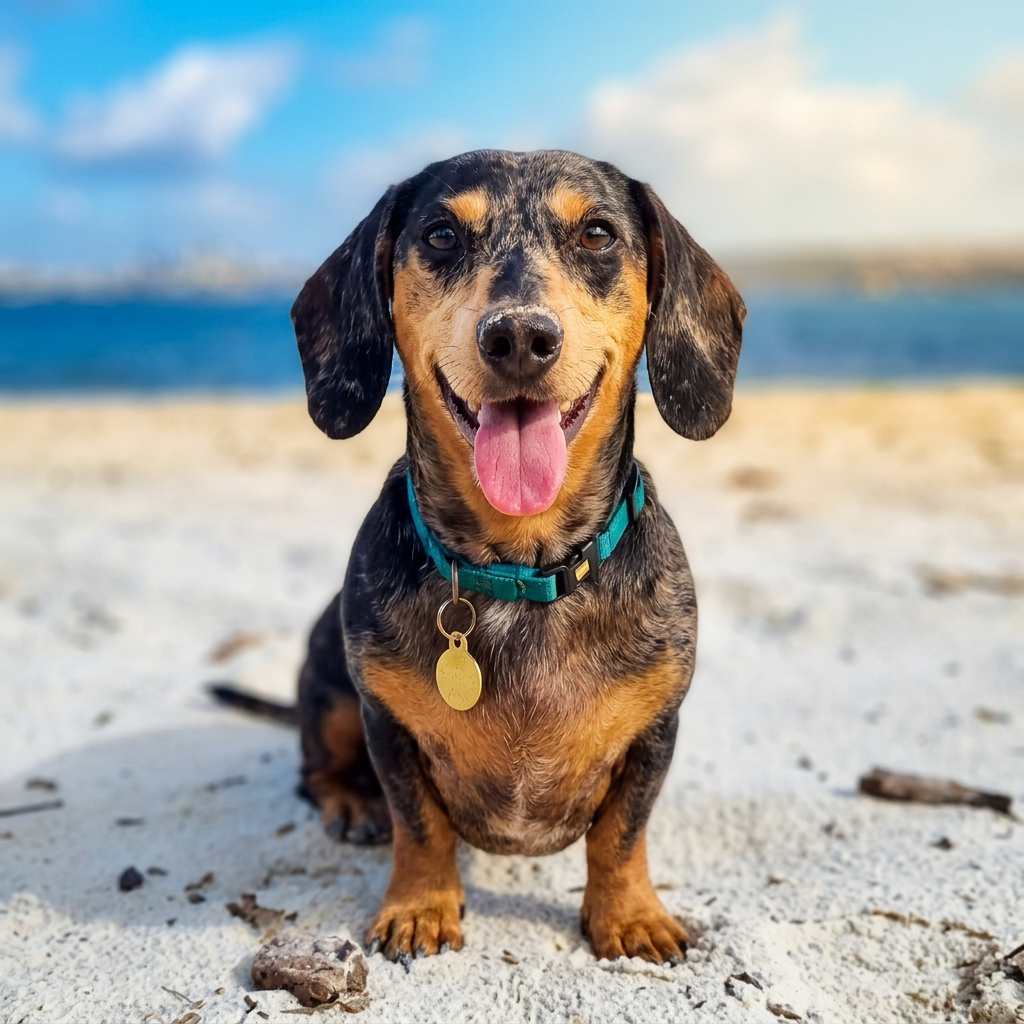 Dog with collar tag