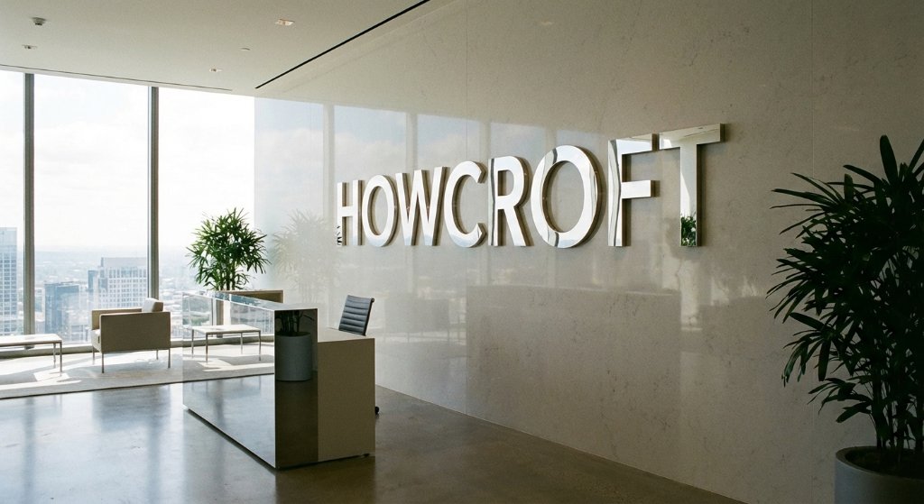 Modern corporate reception with built-up dimensional letters