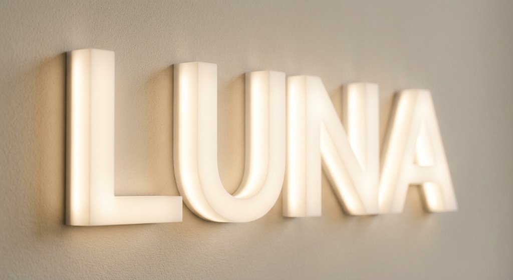 Face-lit acrylic letters for interior spaces