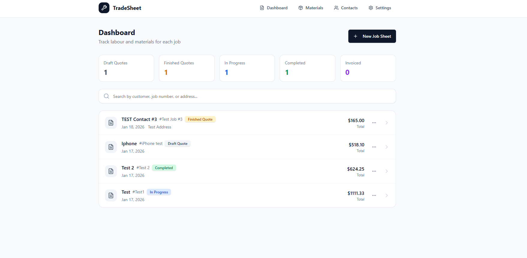 TradeSheet template preview