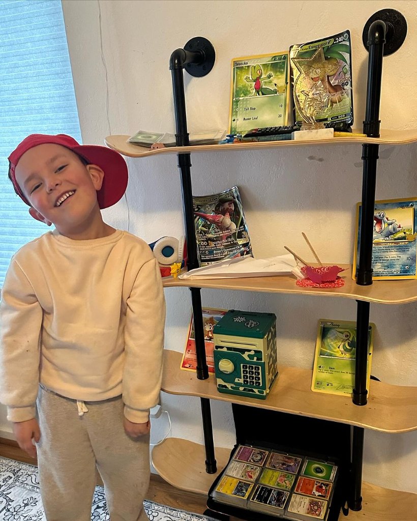 Youth with skateboard-inspired shelving representing creative skate culture