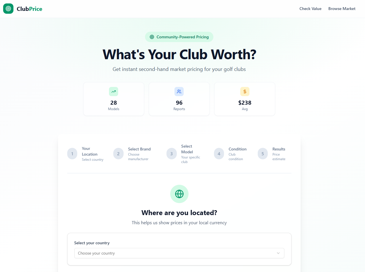 Golf Clubs Price Evaluator template preview