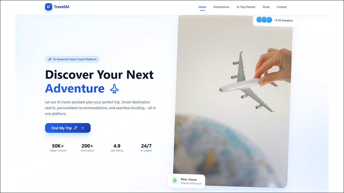 TravelAI - Smart Travel Planning Platform template preview